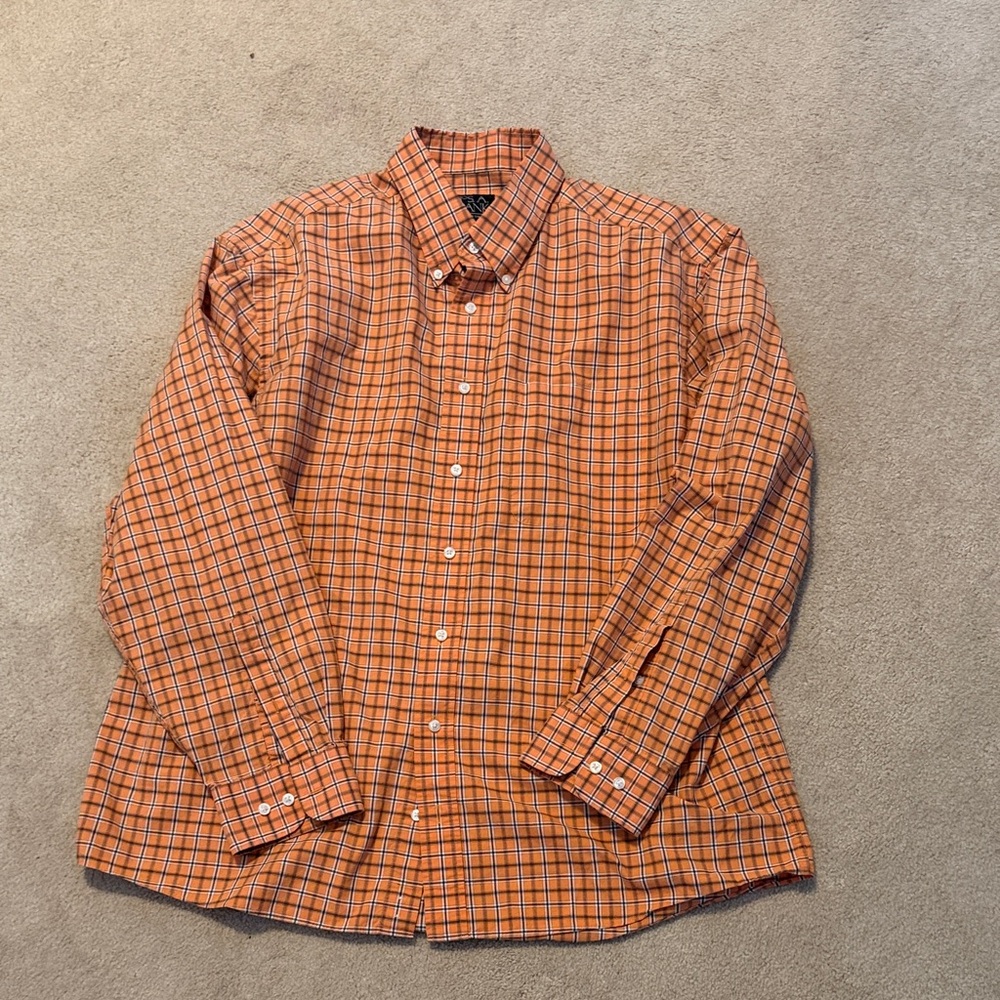 Jos. A. Bank Orange Checkered Casual Shirt